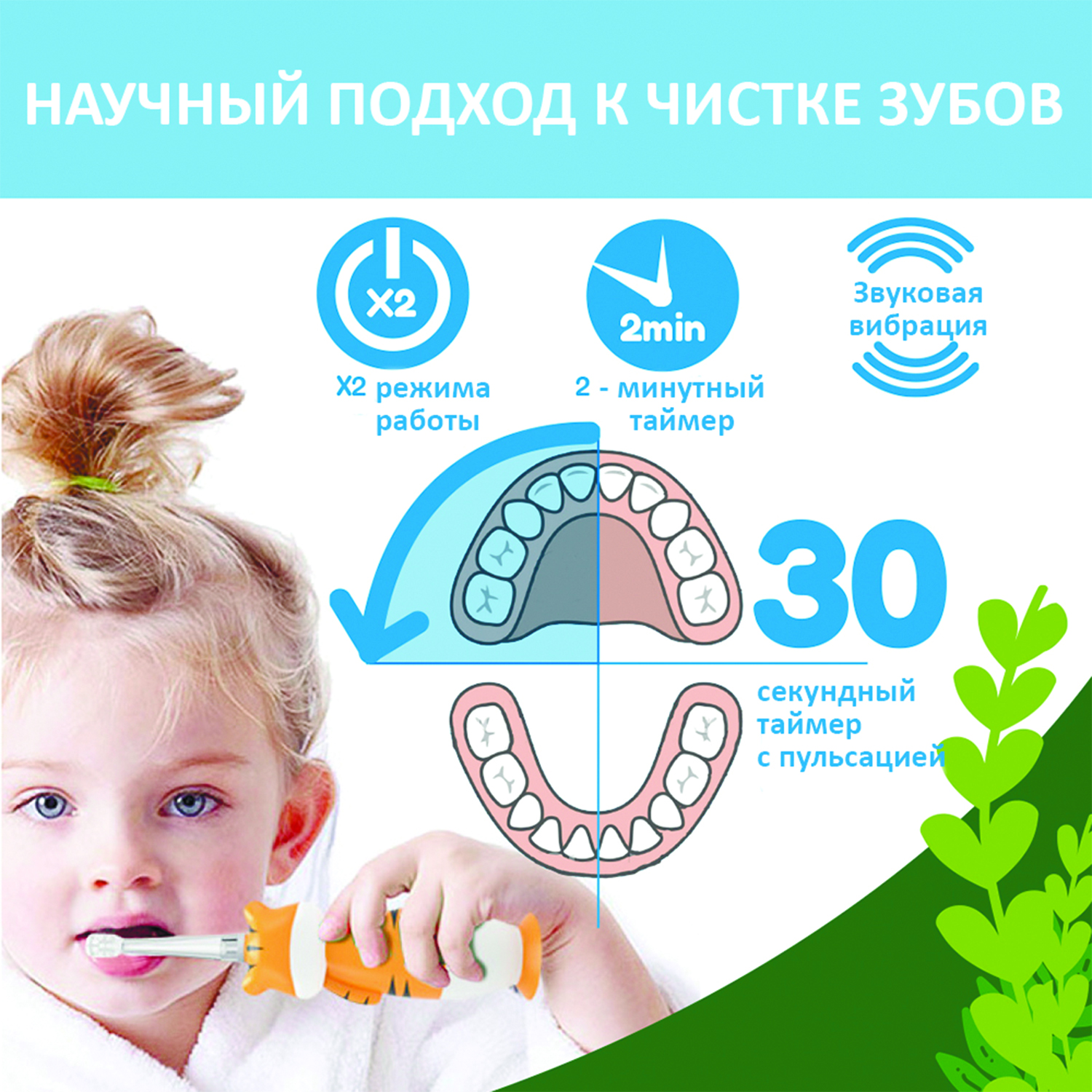 Brush-baby Детская электрическая зубная щетка Sonic WildOne, тигр, от 0- 10 лет.