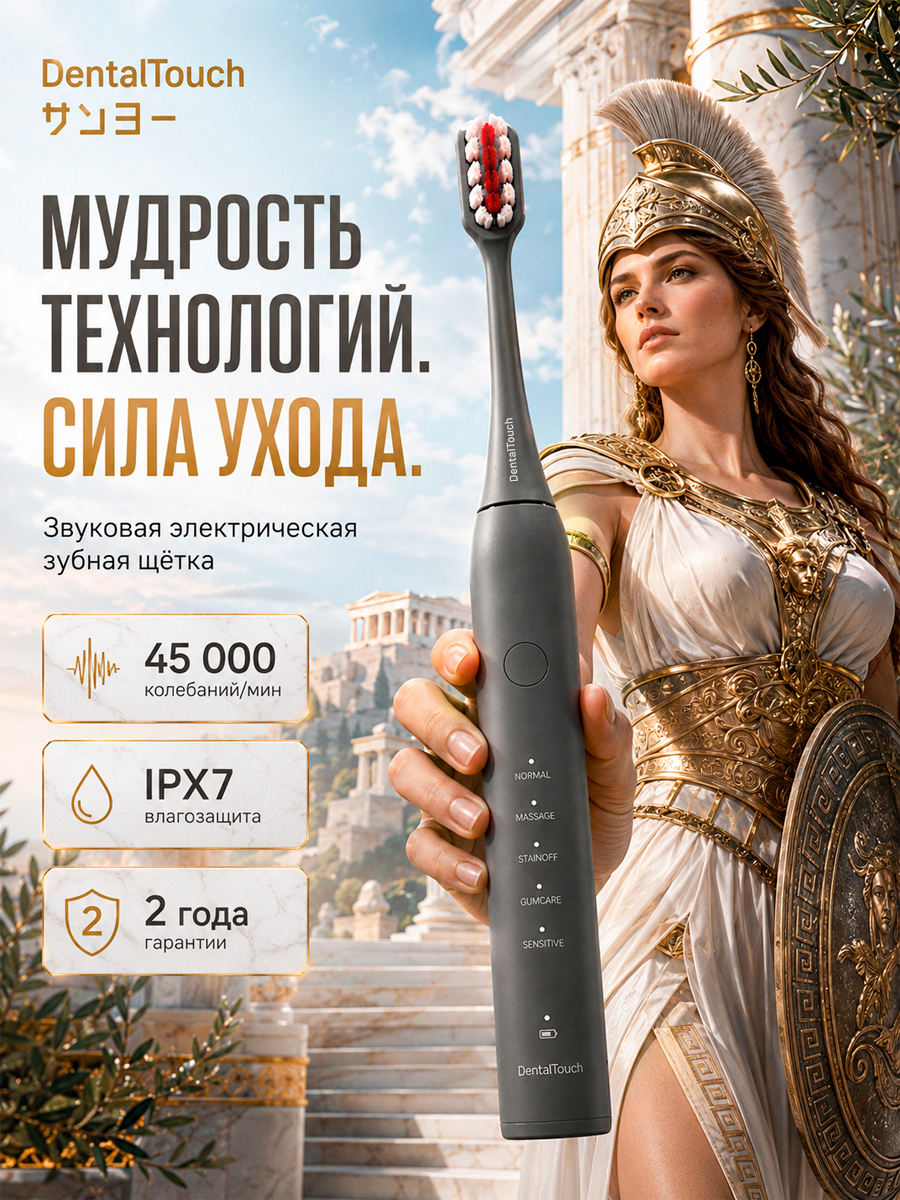 Электрическая зубная щетка ТМ “DentalTouch”, серая