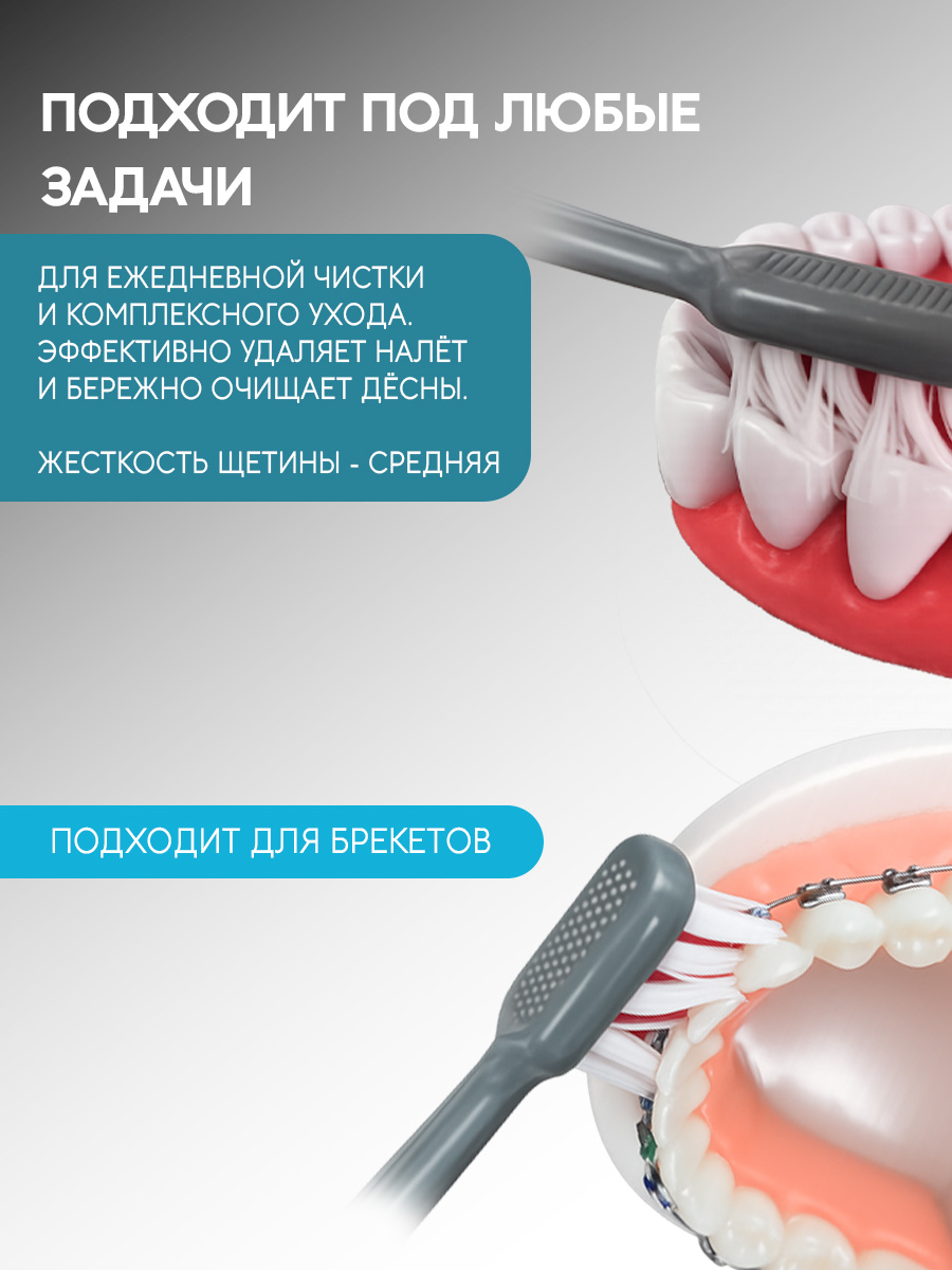 Сменные насадки ТМ «DentalTouch». Для электрической зубной щетки DT-B013-G, 2 шт. Серые.