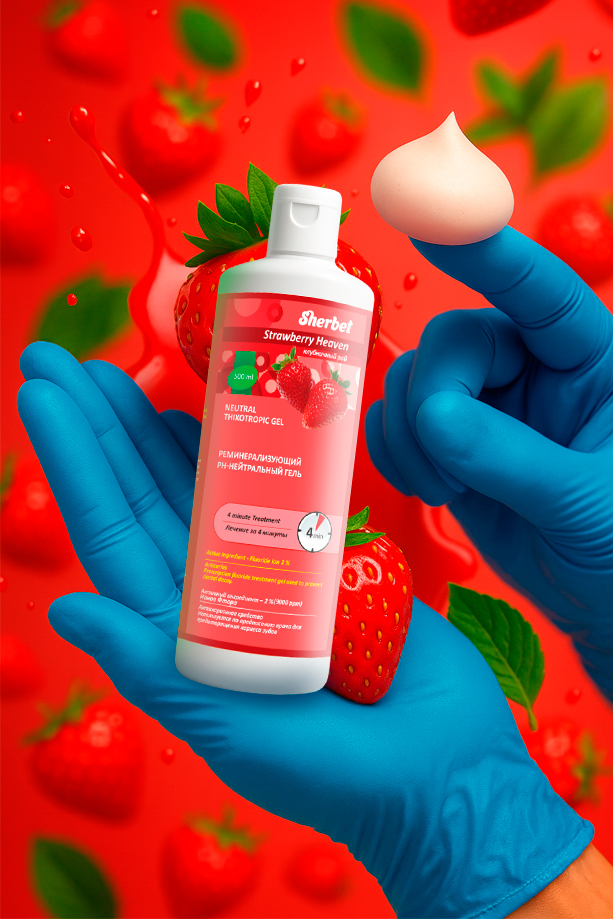 Реминерализующий рН-Нейтральный гель Sherbet Neutral Thixotropic Gel; Вкус Клубничный рай (Strawberry Heaven); объем 500 мл
