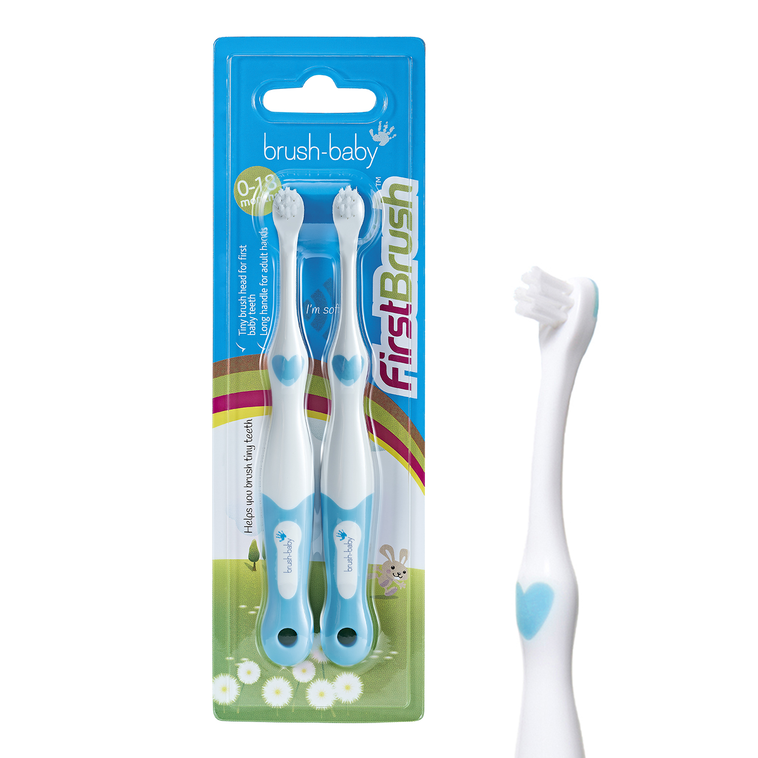Brush Baby - Щетка зубная детская (0 - 18 мес) FirstBrush (голубой), 2 шт/ упак