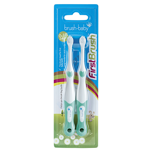 Brush Baby - Щетка зубная детская (0 - 18 мес) FirstBrush (бирюзовый), 2 шт/ упак