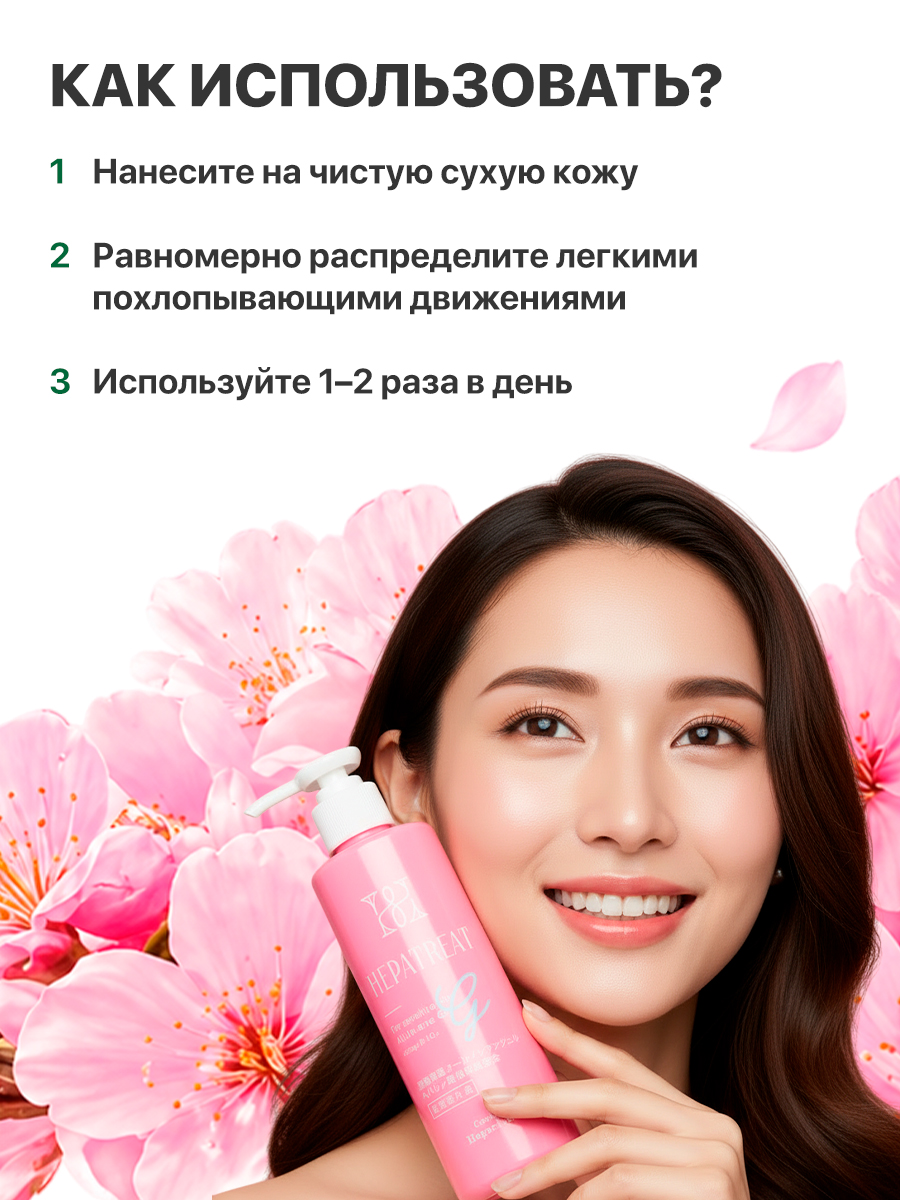 Hepatreat All in One Gel — гель для кожи ТМ ZETTOC. Для лица и тела для чувствительной кожи,  230 г