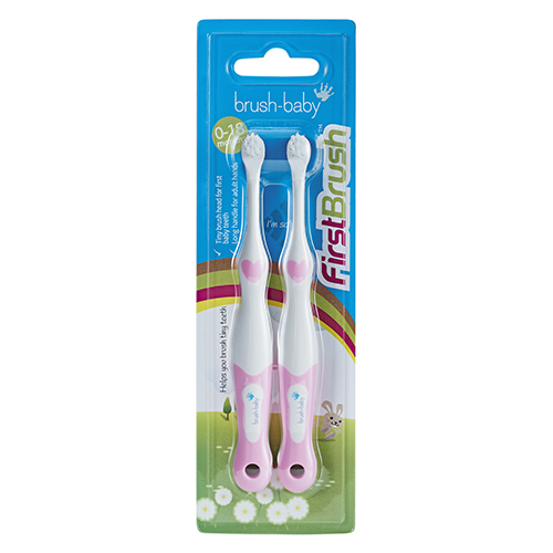 Brush Baby - Щетка зубная детская (0 - 18 мес) FirstBrush (розовый), 2 шт/ упак