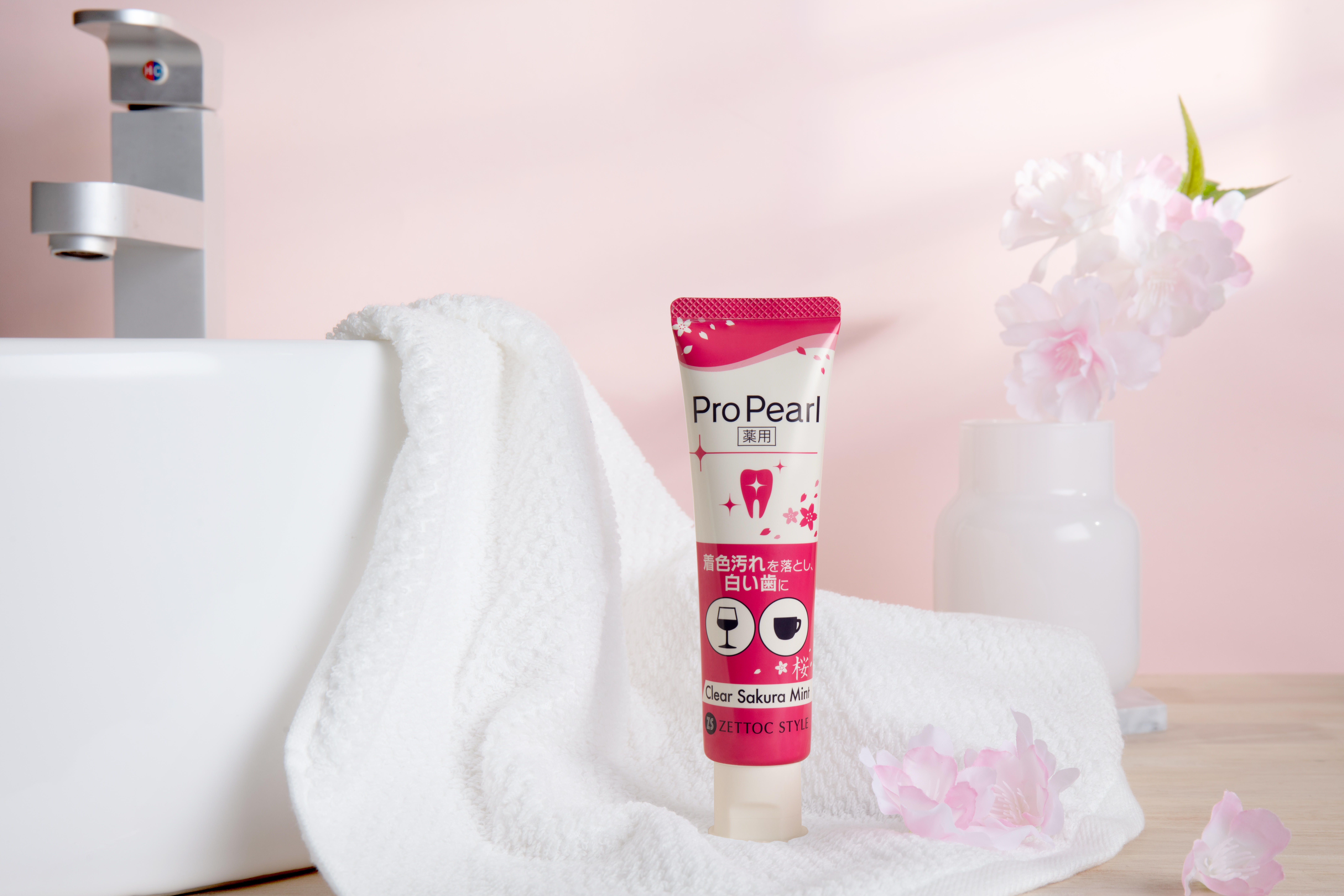 Средства гигиены полости рта для взрослых: отбеливающая зубная паста без фтора т.м. ProPearl, вкус сакура- мята, 100 гр.