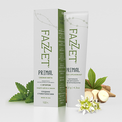 Зубная паста «PRIMAL» торговой марки FAZZET, 122 гр c фтором