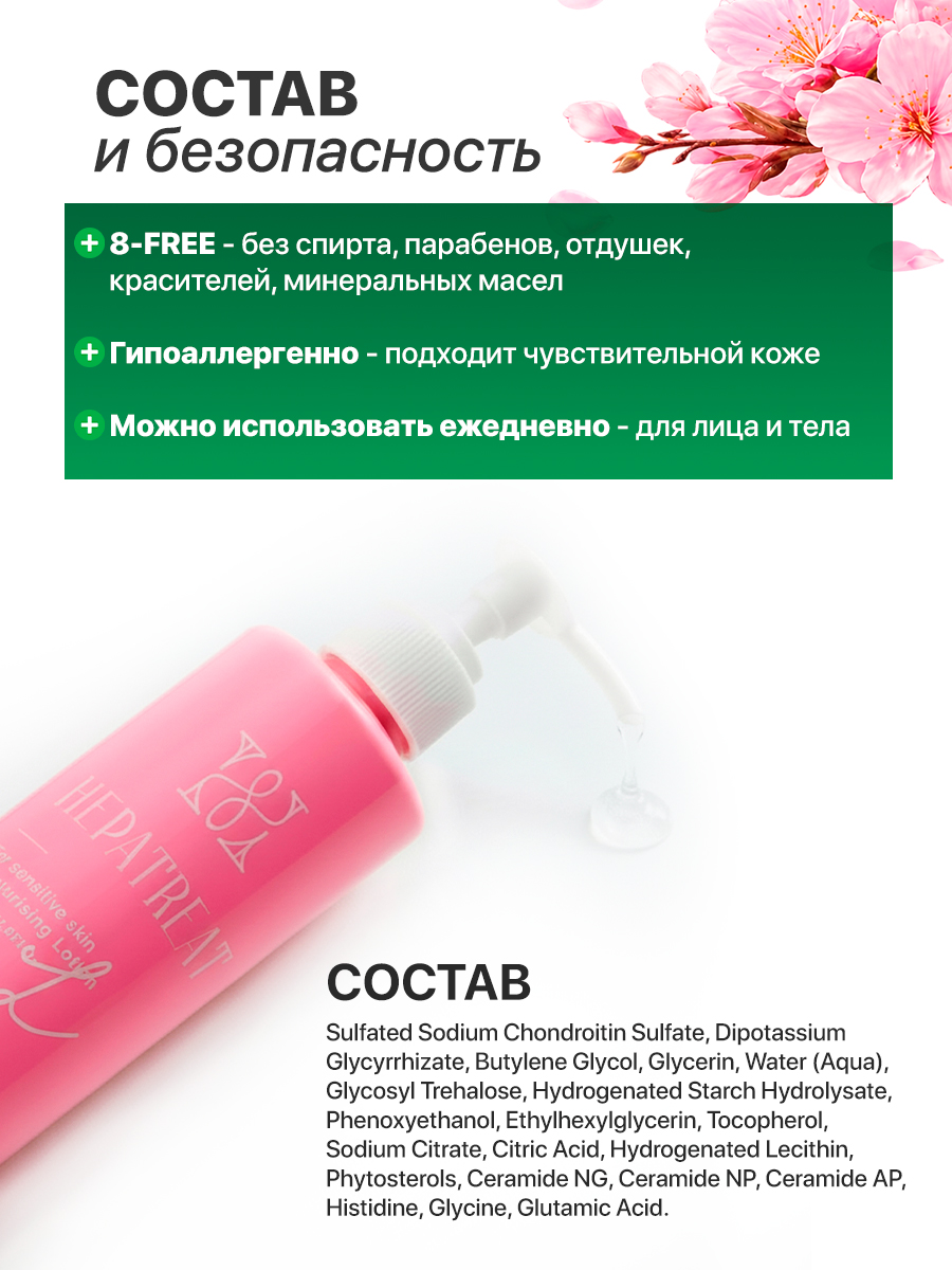 Hepatreat Skin Lotion — косметический лосьон для кожи, ТМ ZETTOC.  Для лица и тела для чувствительной кожи, 380 мл