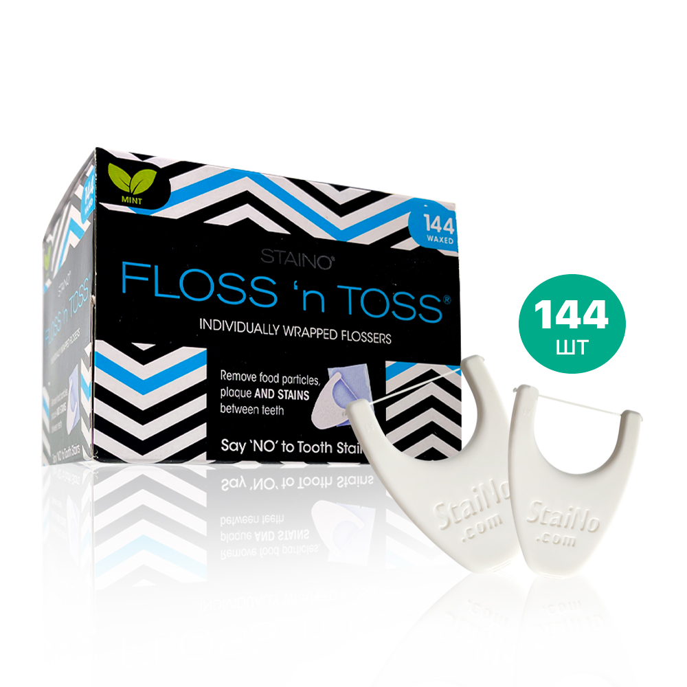 Одноразовые межзубные нити с держателем Floss'n'Toss ТМ Staino 144 шт. в упак.