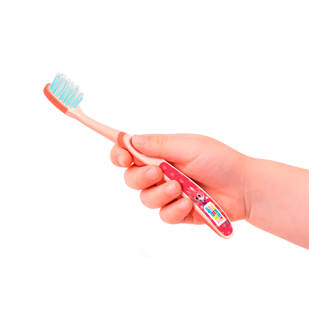 Детская зубная щетка Clean-baby «Цветняшки», 0+, красная, Лисёнок Айяяй