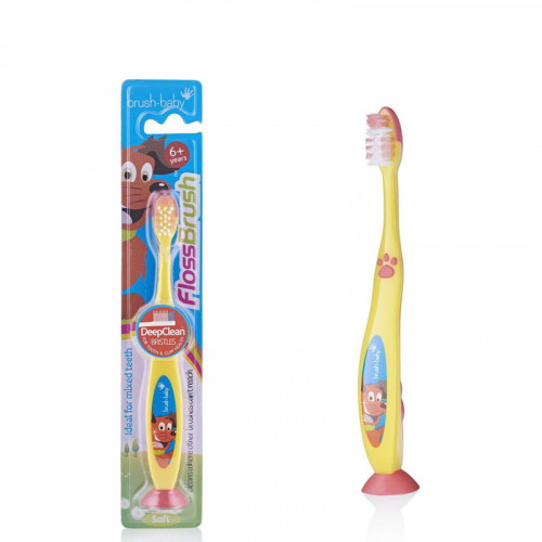 NEW Brush Baby - Щетка зубная детская (с 6 лет) FlossBrush (желтая)
