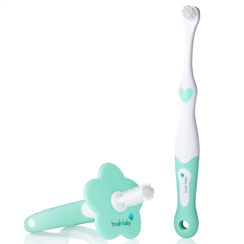 Brush Baby - Щетки зубные детские (0 -18 мес) FirstBrush and Teether Set, набор 2 шт. (бирюзовый)