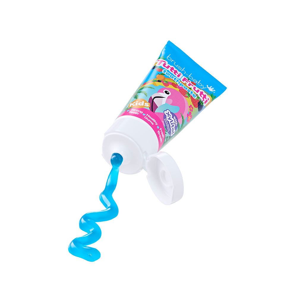 НАБОР: Brush Baby - Паста зубная детская (3-6 года) 50 мл (мультифрукт) Tutti Frutti Toothpaste + Паста зубная детская (от 3х лет) 50 мл (черника) Blueberries Toothpaste