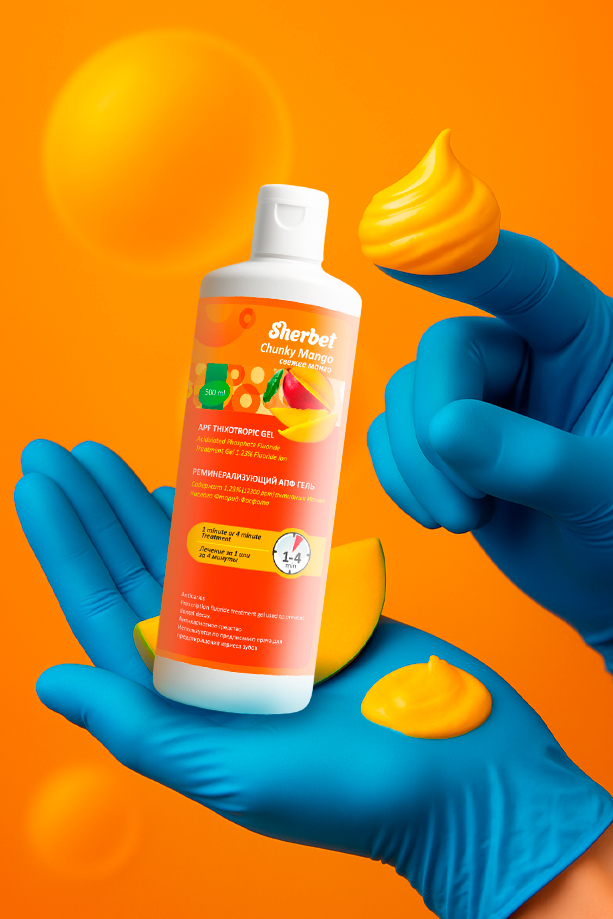 Реминерализующий АПФ гель Sherbet APF Thixotropic Gel; Вкус Свежее Манго (Chunky Mango); объем 500 мл.