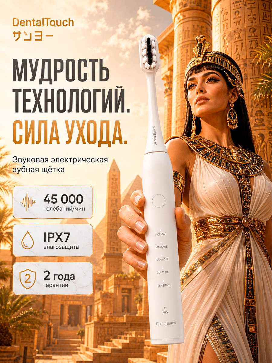 Электрическая зубная щетка ТМ “DentalTouch”, белая