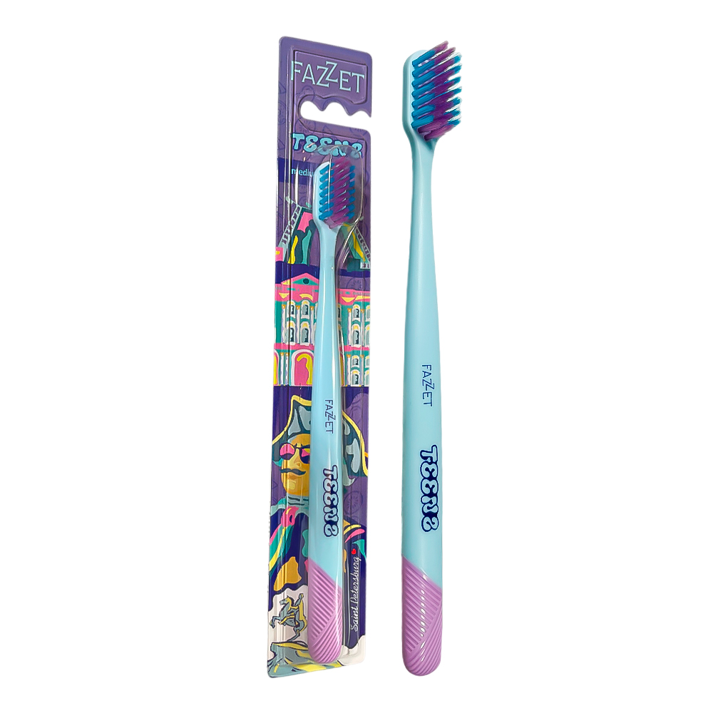 Зубная щетка TEENS т.м. FAZZET для детей до 12 лет, голубая