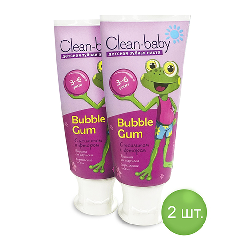 НАБОР: Clean- baby - Паста зубная детская (3- 6 лет ) 50 мл (Bubble Gum)- 2 шт.