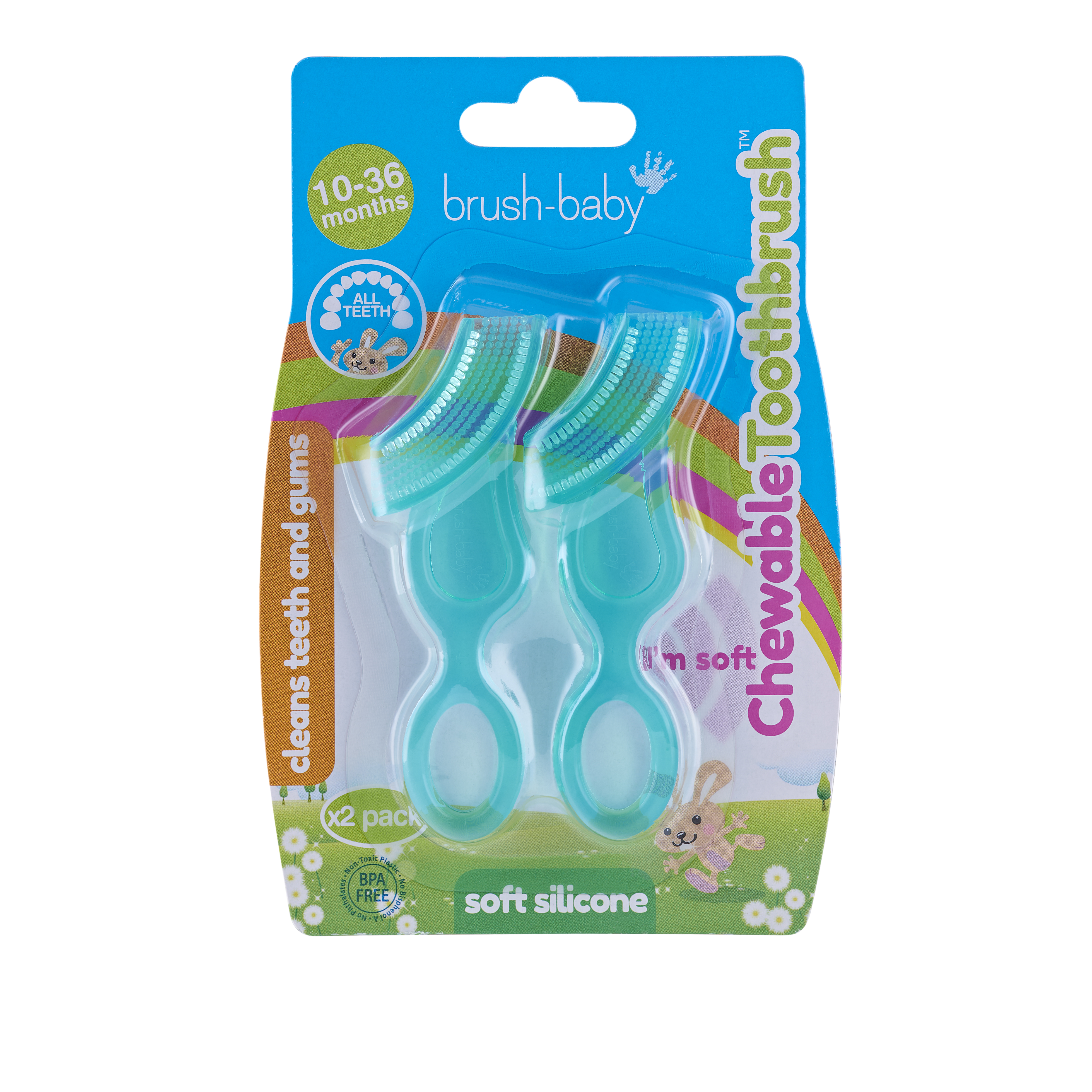 Brush Baby - Щетка жевательная зубная (силиконовая) Chewable Toothbrush, 2 шт/ упак