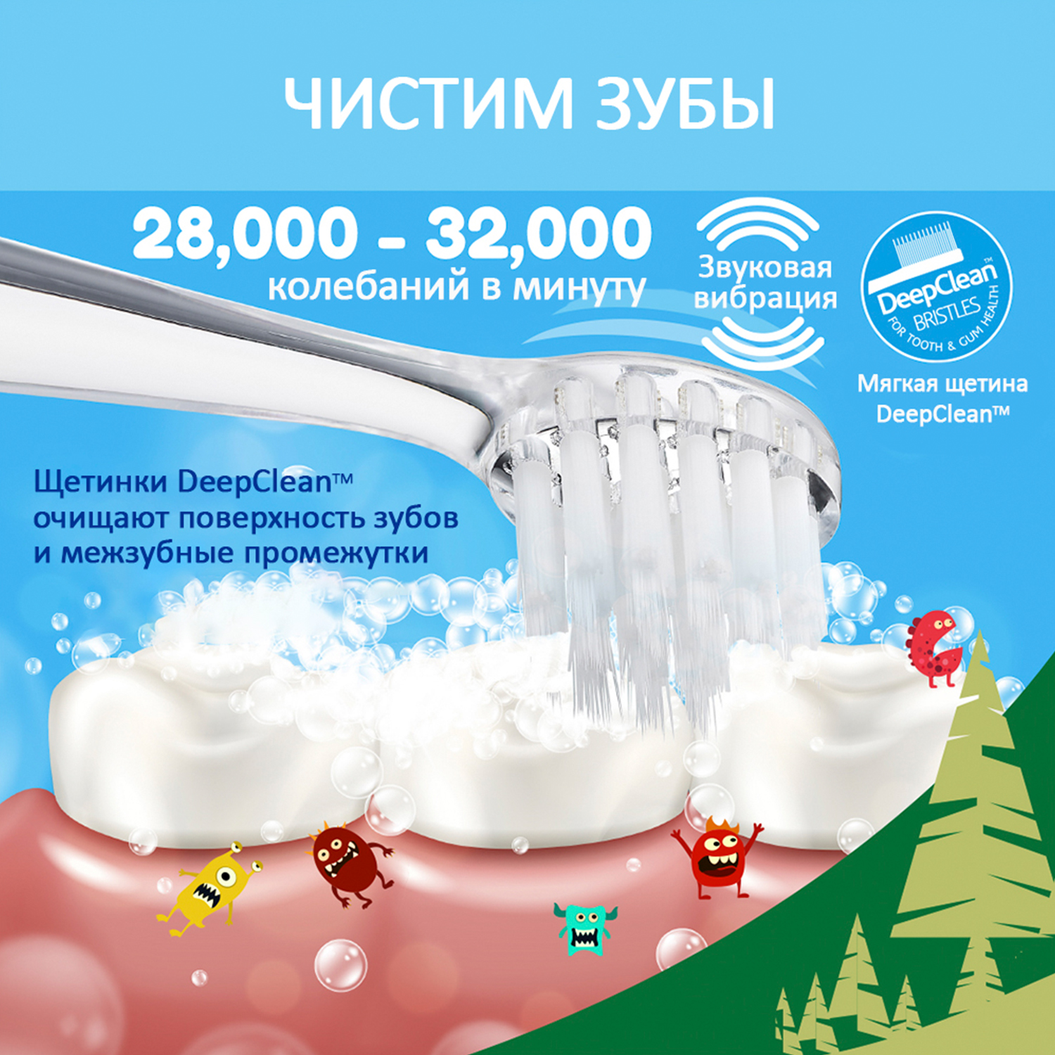 Brush-baby Детская электрическая зубная щетка Sonic WildOne, медведь, от 0- 10 лет.