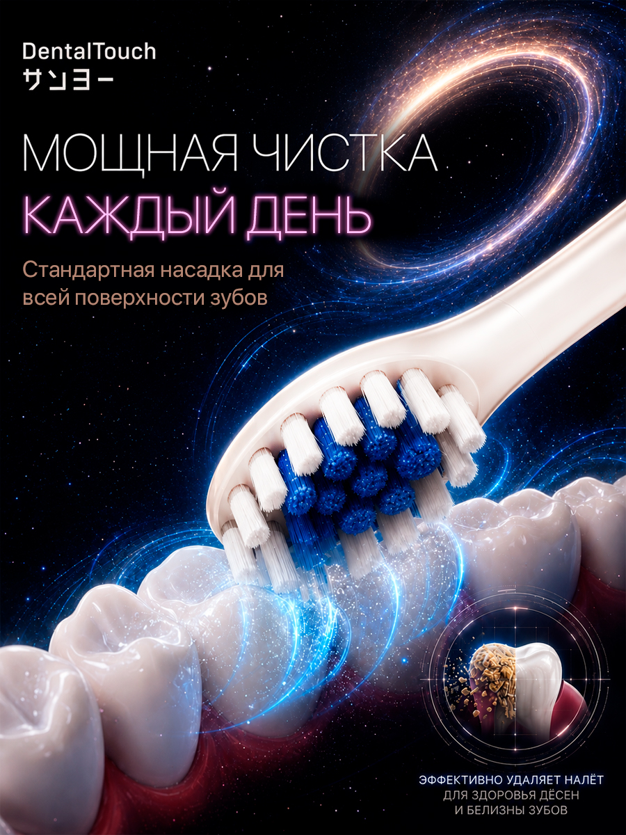Электрическая зубная щетка ТМ “DentalTouch” с сенсорным управлением, белая