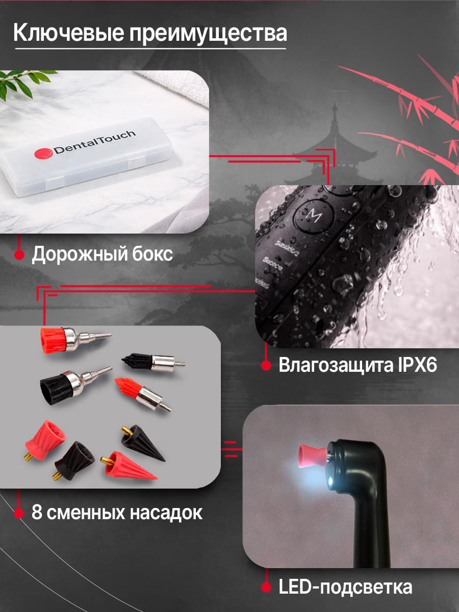 Электрический аппарат / электрическая щетка для полировки зубов / полишер, ТМ "DentalTouch", черный