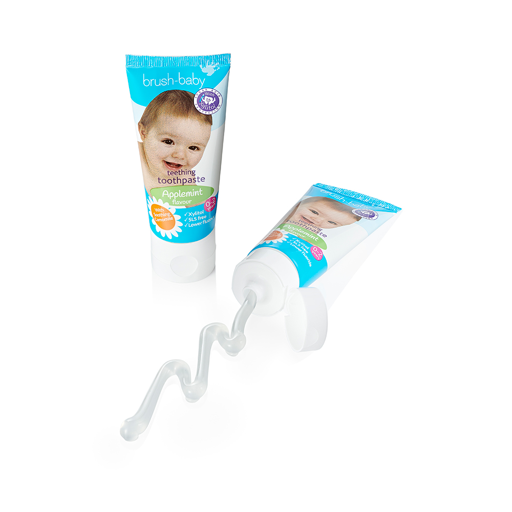 Brush-Baby Applemint паста для прорезывающихся зубов, 0-2 года, 50 мл, яблоко/мята