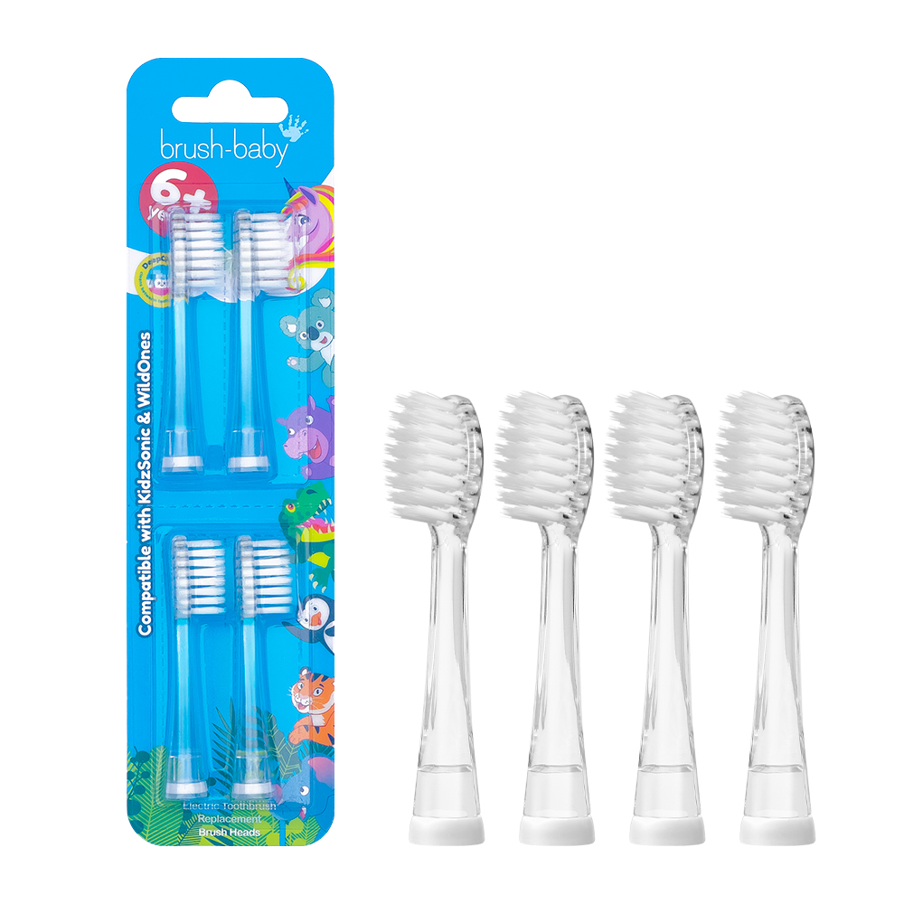 Brush Baby - Насадка д/щетки электрической KidzSonic, WildOne (от 6 лет), 4 шт/ уп